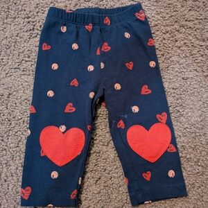 First Impressions Navy Baby Leggings with Heart Knee Patches